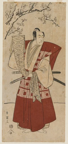 Ichikawa Monnosuke II as a Lord Holding a Banner by Katsukawa Shunei, print, 1791