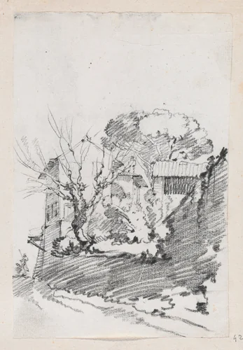 Houses beside a Road in Italy by Joseph-Marie Vien, drawing, 1744-1750