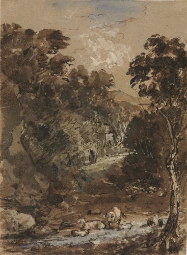 Landscape with Farm Animals by Benjamin Barker, drawing, 1791-1838