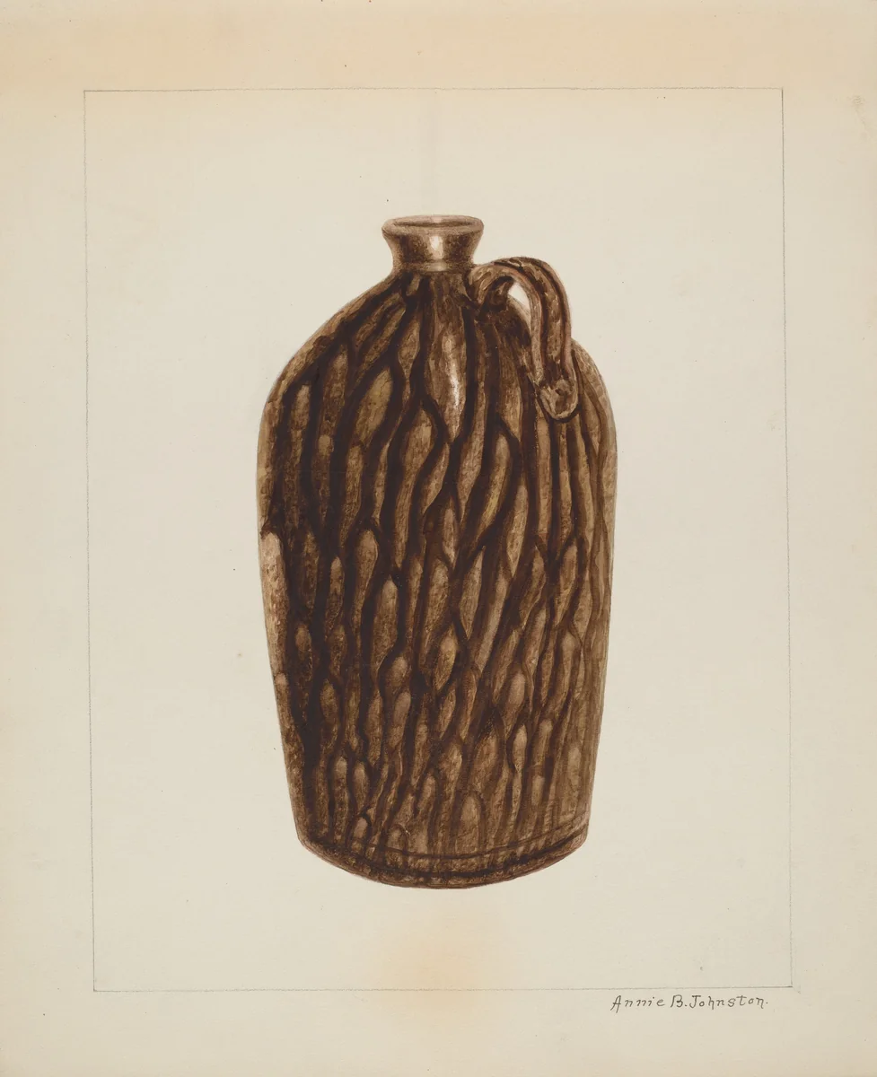 Stoneware Jug by Annie B. Johnston, index of american design, 1938