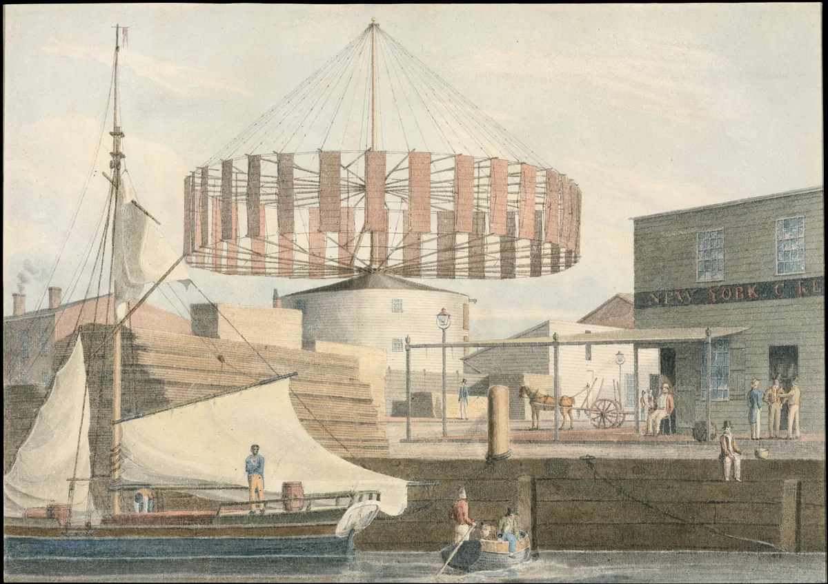 Circular Mill, King Street, New York by John William Hill, artwork, 1830