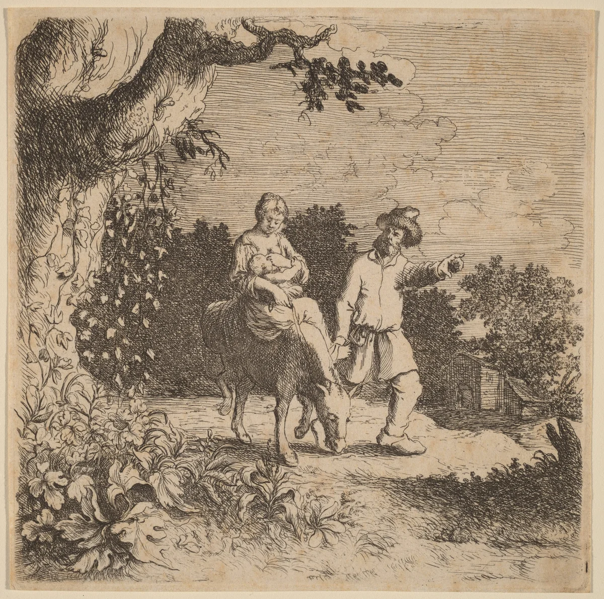 The Flight into Egypt by Willem Basse, print, 1630-1660