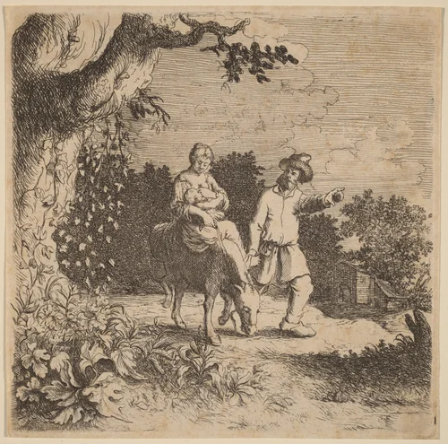 The Flight into Egypt by Willem Basse, print, 1630-1660