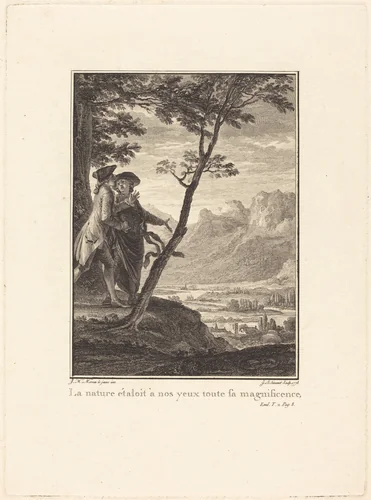 La nature étaloit à nos yeux toute sa magnificence by Jean-Baptiste Blaise Simonet, Jean-Michel Moreau the Younger, print, 1778