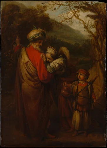 Abraham Dismissing Hagar and Ishmael by Barent Fabritius, painting, 1658