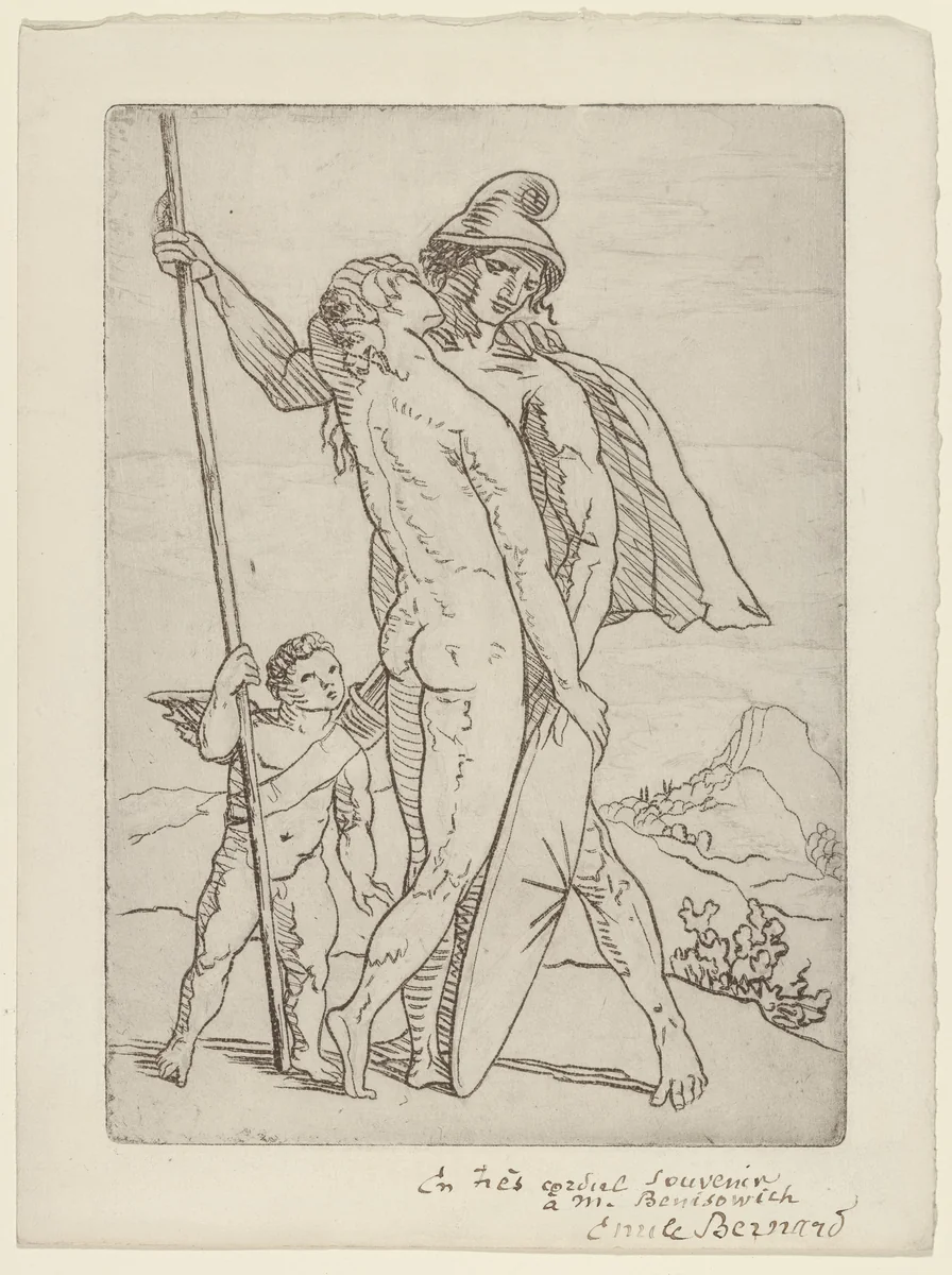 Mars and Venus, Plate XI, from the illustrated book Cinquante Sonnets de Pierre de Ronsard by Émile Bernard, illustrated book, 1915