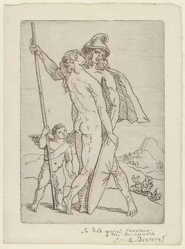 Mars and Venus, Plate XI, from the illustrated book Cinquante Sonnets de Pierre de Ronsard by Émile Bernard, illustrated book, 1915