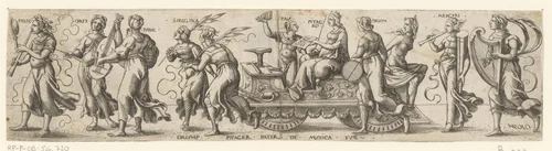 Triomftocht met musicerende mythologische figuren by Unknown, print, 1524-1562