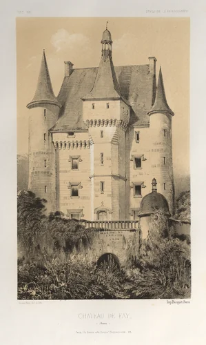 Architecture Pittoresque ou Monuments des XVeme. Et XVIeme. Siecles: Chateaux de France des XV et XVI Siecles: Pl. 52, Château De Fay (Maine) by Victor Petit, print, 1860