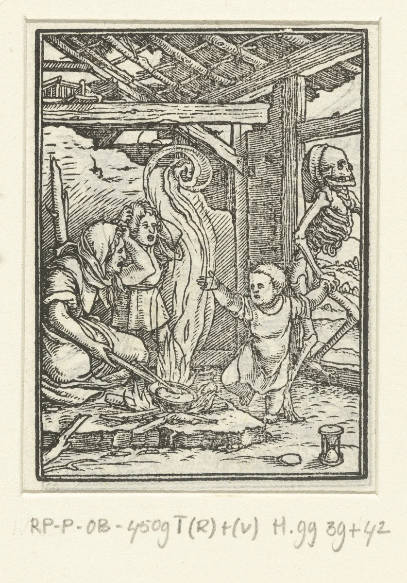 Kind en de Dood by Hans Holbein, print, 1524-1526