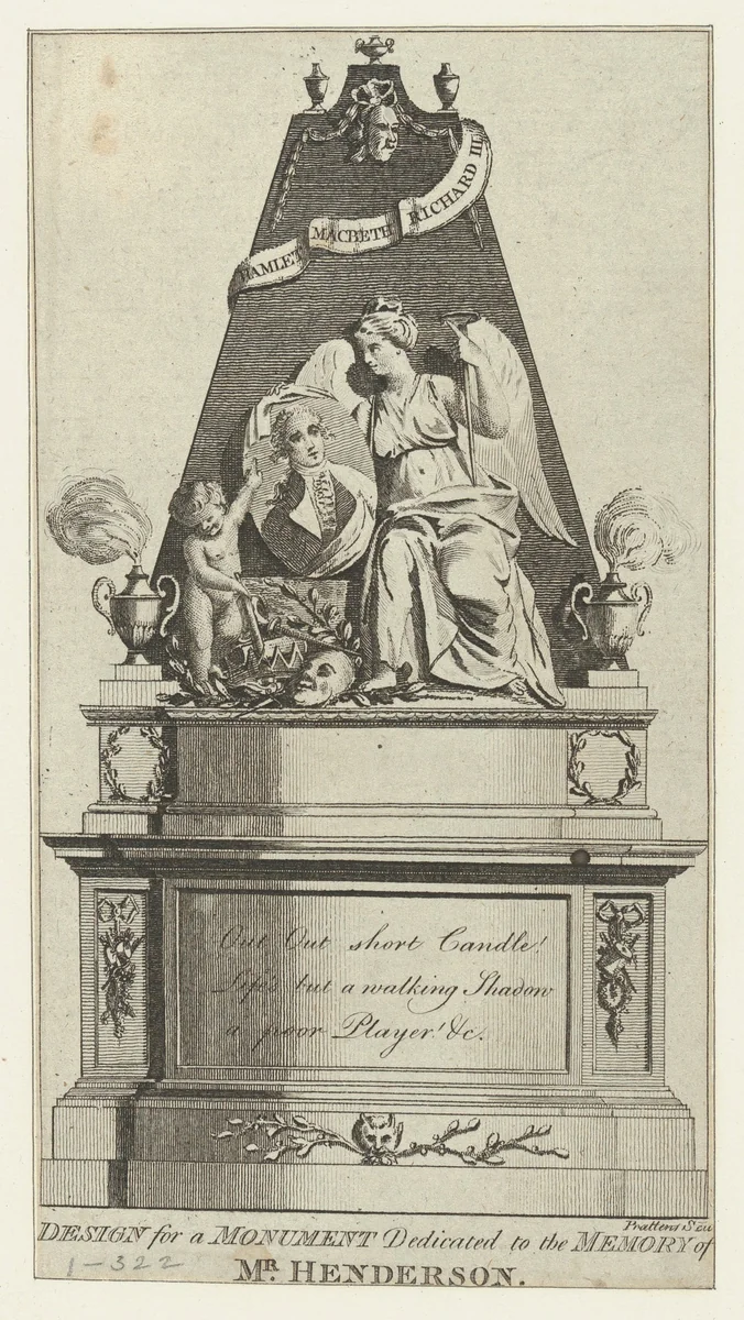 A Design for a Monument Dedicated to the Memory of Mr. Henderson by Thomas Prattent, print, 1786