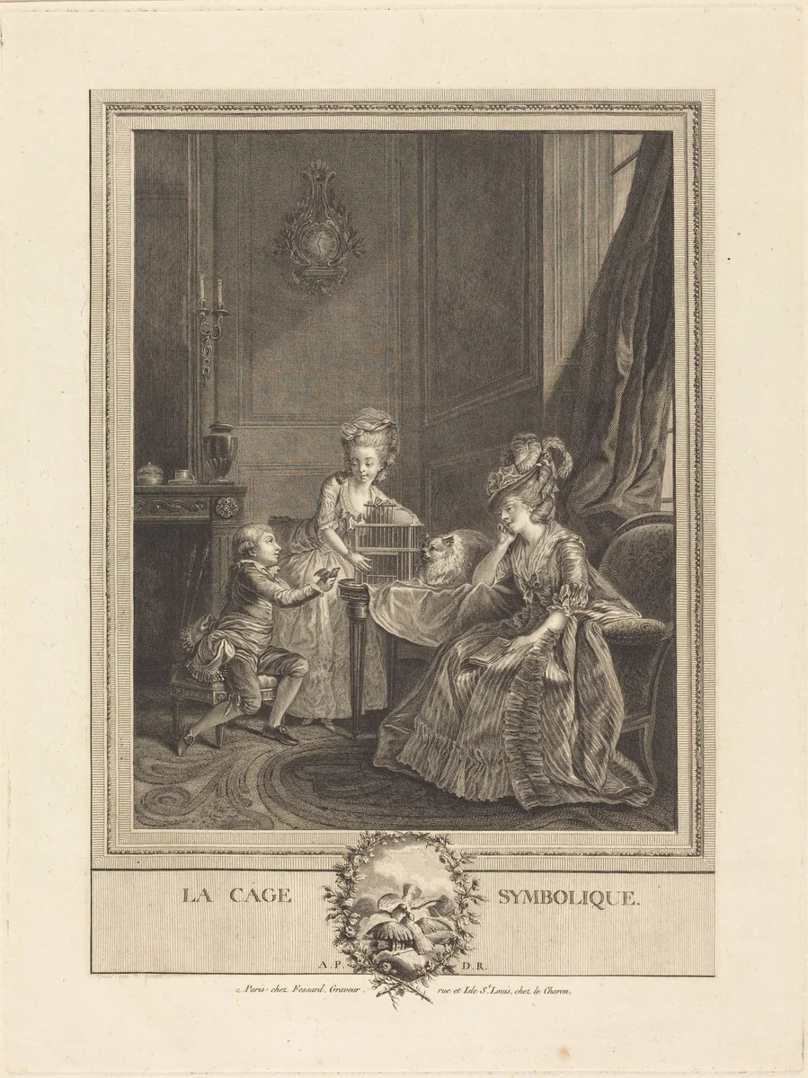 La cage symbolique (The Symbolic Cage) by Etienne Fessard; Charles Lepeintre, print, 1738