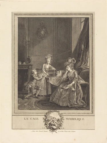 La cage symbolique (The Symbolic Cage) by Etienne Fessard; Charles Lepeintre, print, 1738