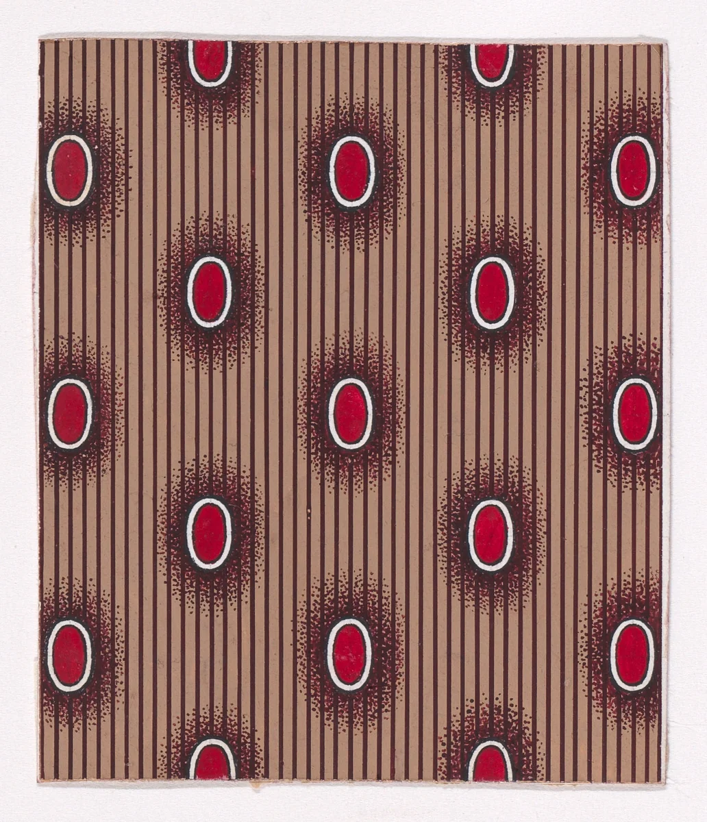 Textile Design with Alternating Vertical Zig-Zagging Strips by anonymous, drawing, 1840