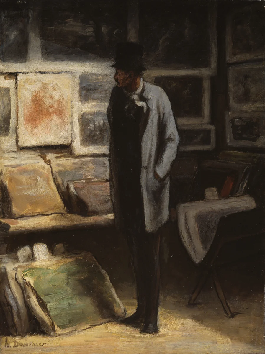 The Print Collector by Honoré-Victorin Daumier, painting, 1855-1865