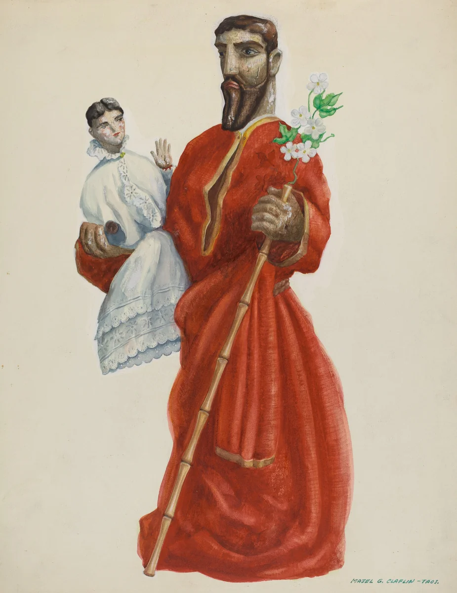 Carved and Painted Santo - San Jose by Majel G. Claflin, index of american design, 1938