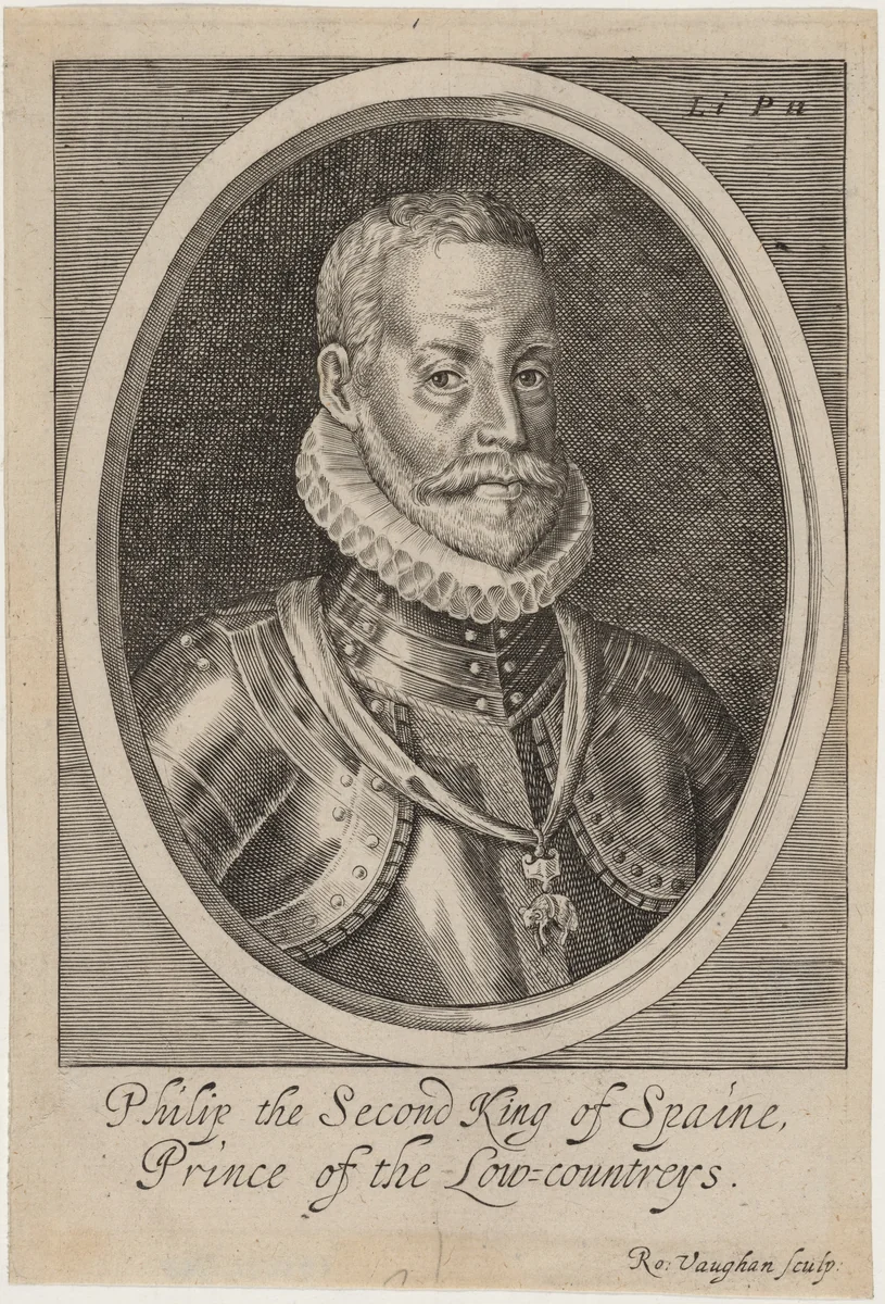 Philip II, King of Spain by Robert Vaughan, print, 1598-1682