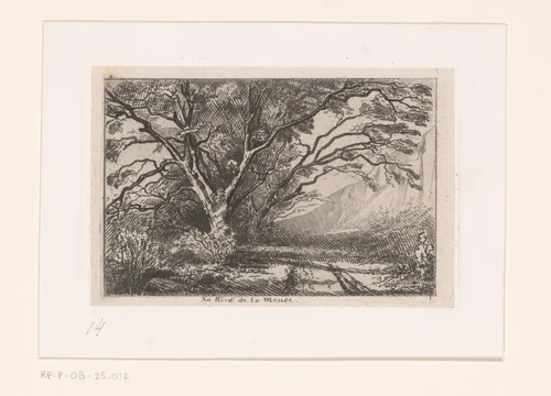 Heuvellandschap met notenbomen by Carel Nicolaas Storm van 's-Gravesande, print, 1872