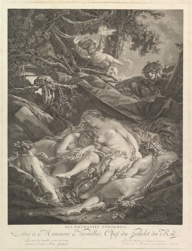 Les Bacchantes Endormies (The Sleeping Bacchantes) by René Gaillard, print, 1764