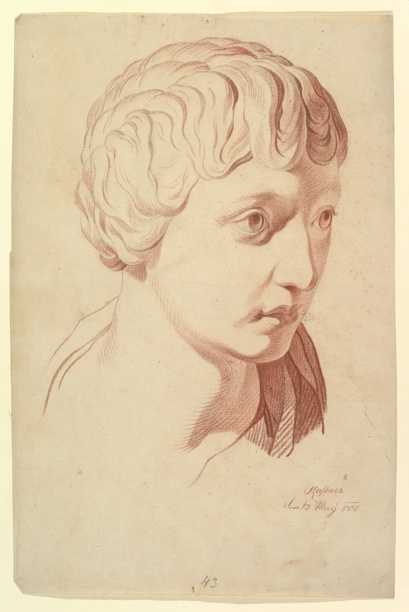 Idealized Head Looking Right, copied after the Antique by Johann Evangelist Kastner, drawing, 1800