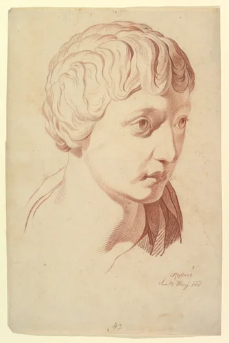 Idealized Head Looking Right, copied after the Antique by Johann Evangelist Kastner, drawing, 1800