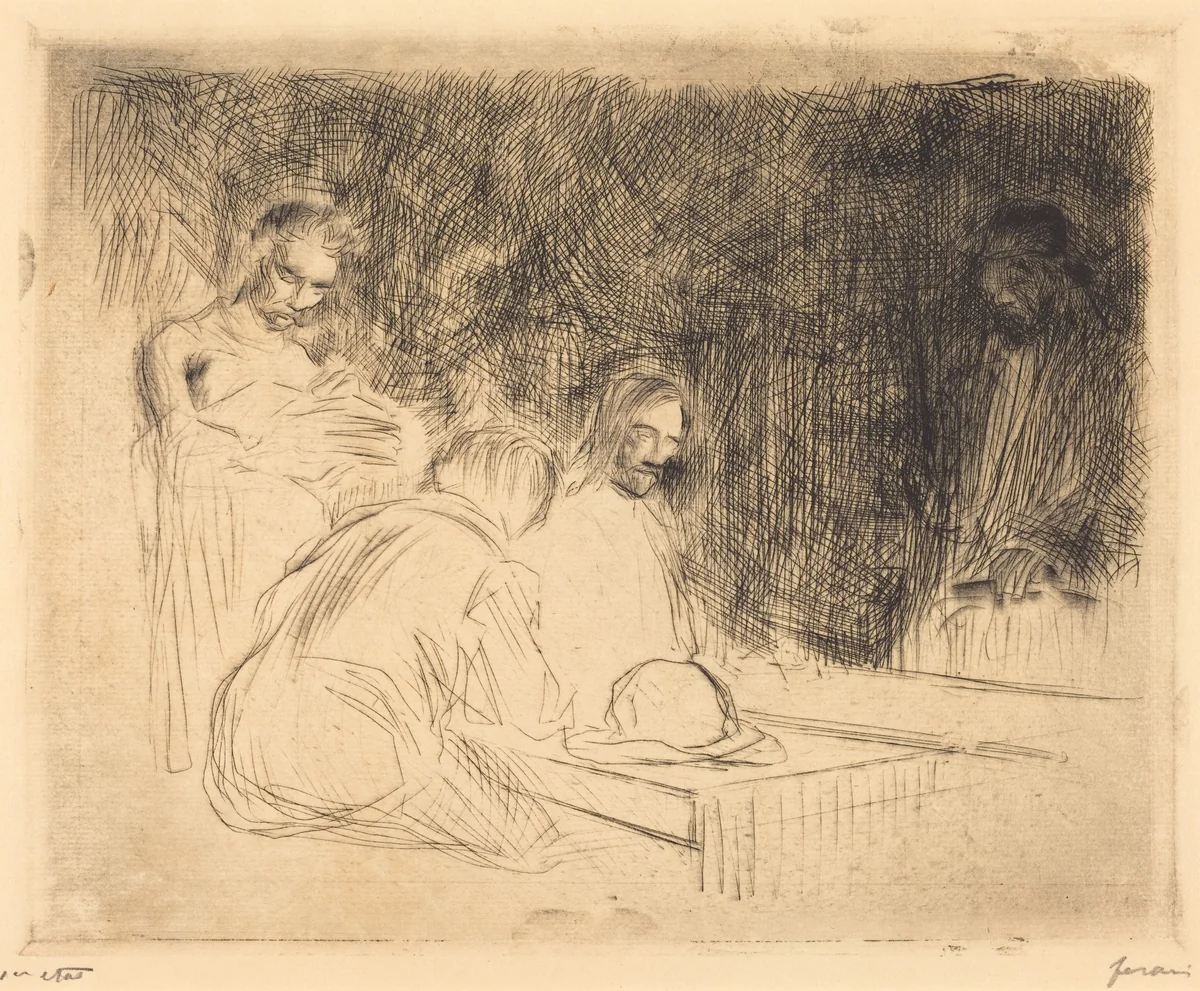 Le repas à Emmaus (3e planche) (The Supper at Emmaus) (third plate) by Jean-Louis Forain, print, 1910