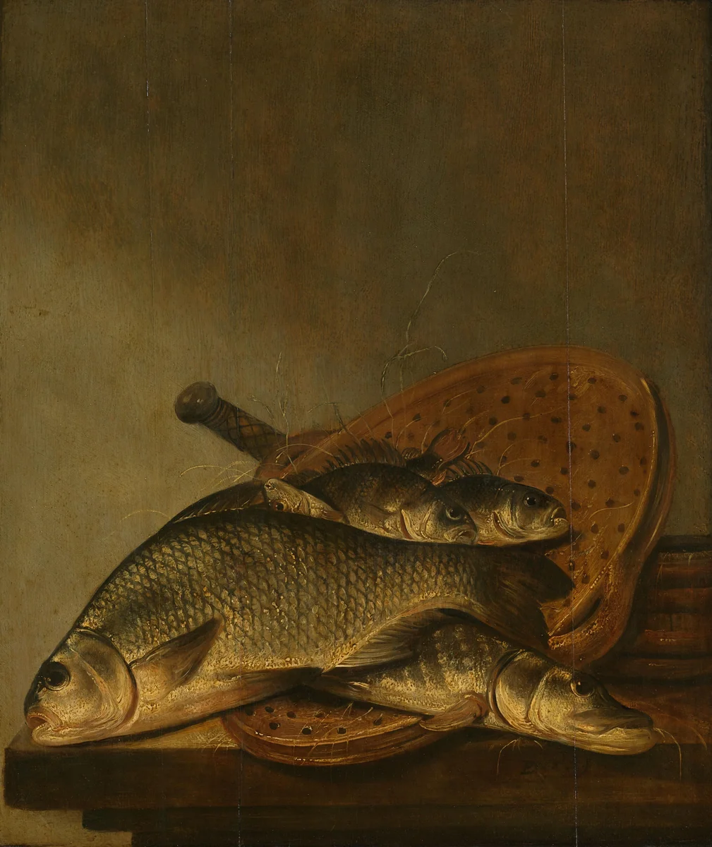 Still Life with Fish by Pieter de Putter, painting, 1639-1659