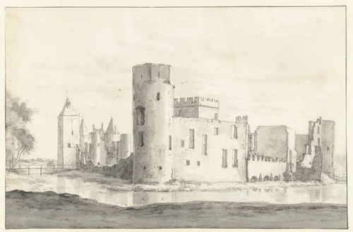 View of Egmond Castle, with the Outer Bailey to the Left by Roelant Roghman, drawing, 1646-1647