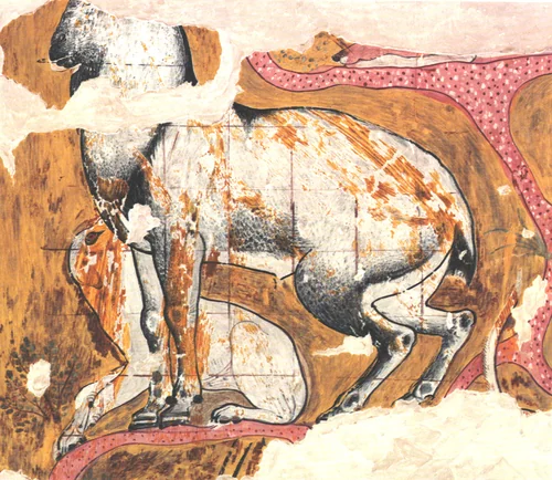 Ibex and Dog from the Tomb of Qenamun by Nina de Garis Davies, artwork, -1427--1400