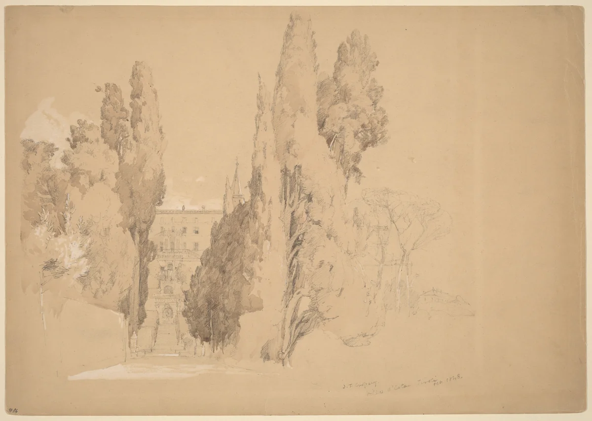 Villa d'Este, Tivoli by Jasper Francis Cropsey, drawing, 1848