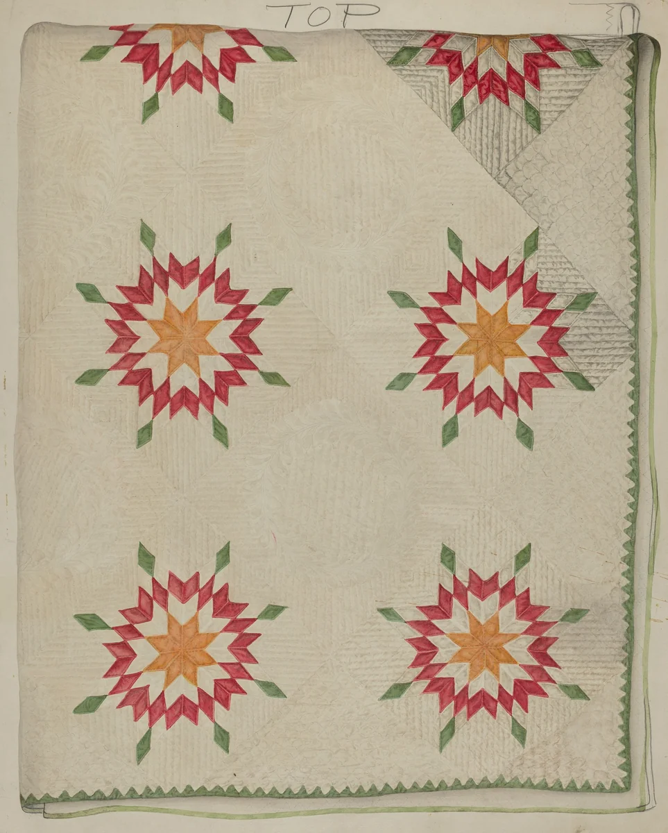 Quilt - Applique Patterns with Border by Lily Capson, index of american design, 1936