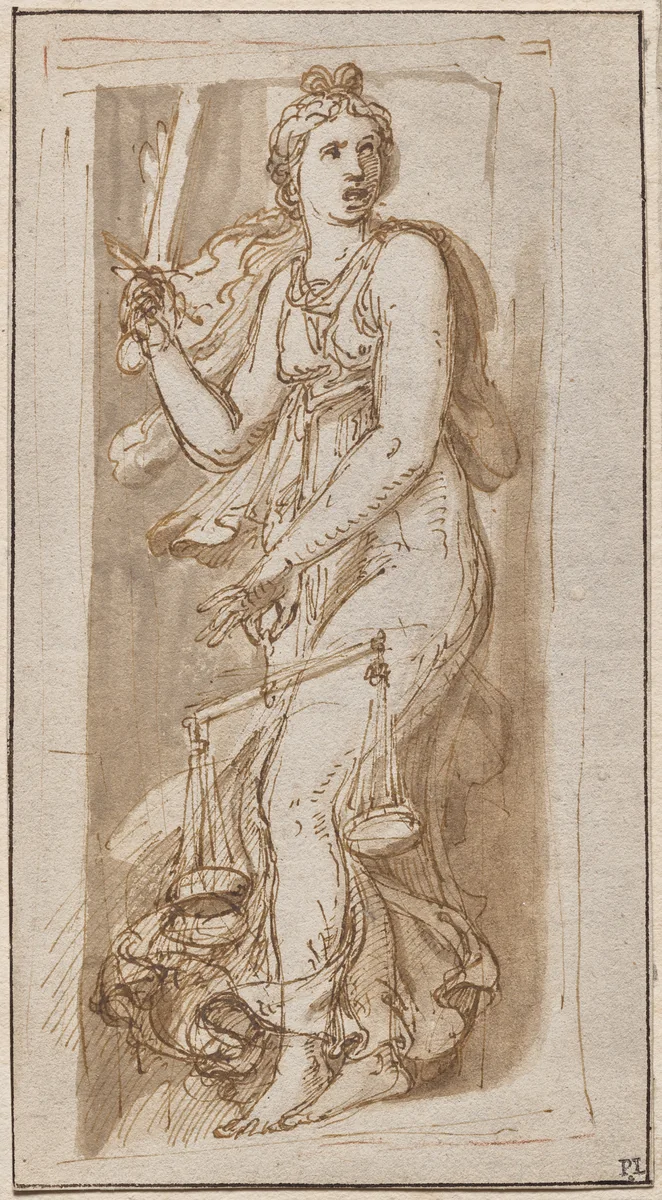 Justice by Giulio Romano, drawing, 1530-1534