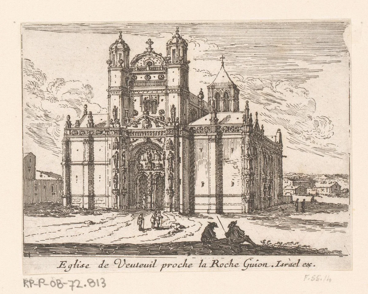 Gezicht op de kerk van Venteuil by Israël Silvestre, print, 1631-1661