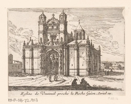 Gezicht op de kerk van Venteuil by Israël Silvestre, print, 1631-1661