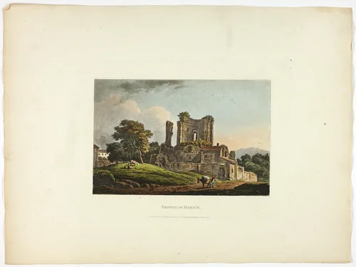 Trophy of Marius, plate thirty-one from the Ruins of Rome by M. Dubourg, print, 1798