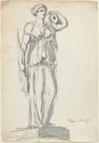 The Ludovisi Water Carrier by Augustin Pajou, drawing, 1752-1756