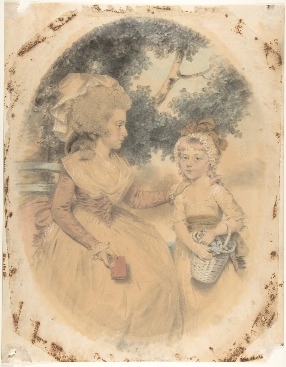 Mrs. Morgan and her Child by John Downman, drawing, 1785