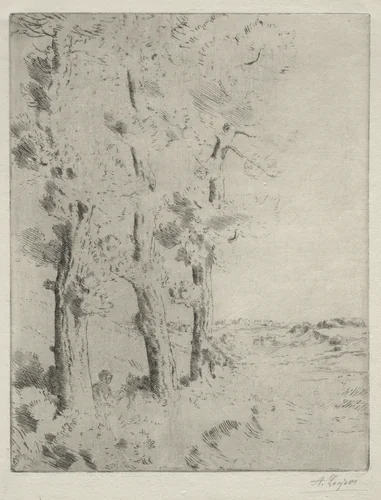 The Reader: The Lecture under the Trees by Alphonse Legros, print, 1877-1887