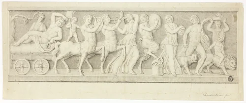 Bas Relief with Triumph of Bacchus and Ariadne by Leandro Ricci, drawing, 1700-1809