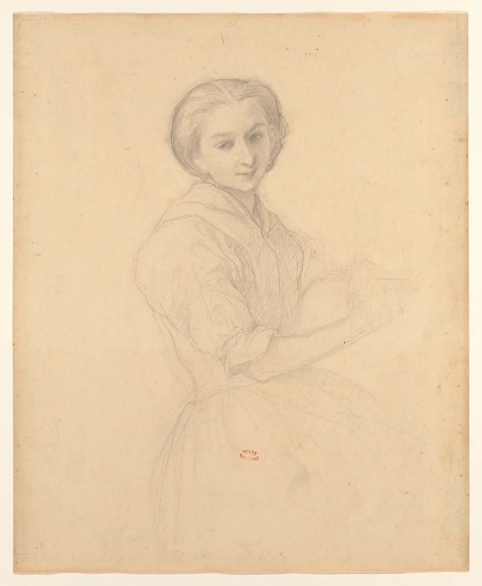Portrait of a Young Woman by Théodore Valerio, drawing, 1860-1879