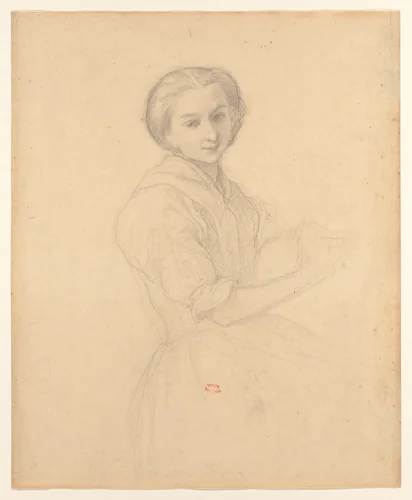 Portrait of a Young Woman by Théodore Valerio, drawing, 1860-1879