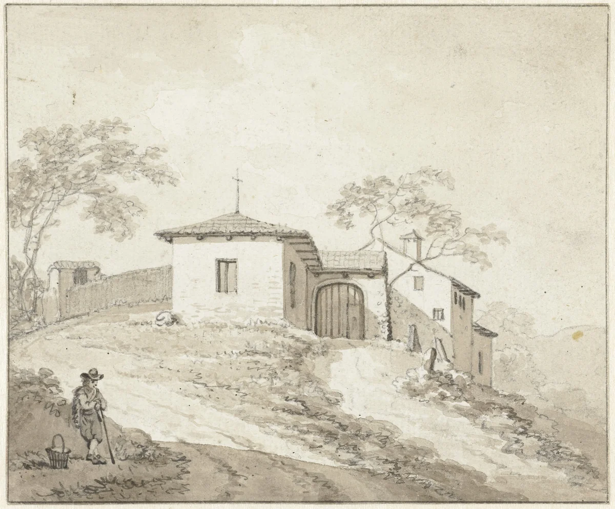 Kerkje of klooster bij Bologna by Daniël Dupré, drawing, 1787