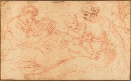 The Holy Family by Simone Cantarini, drawing, 1612-1648