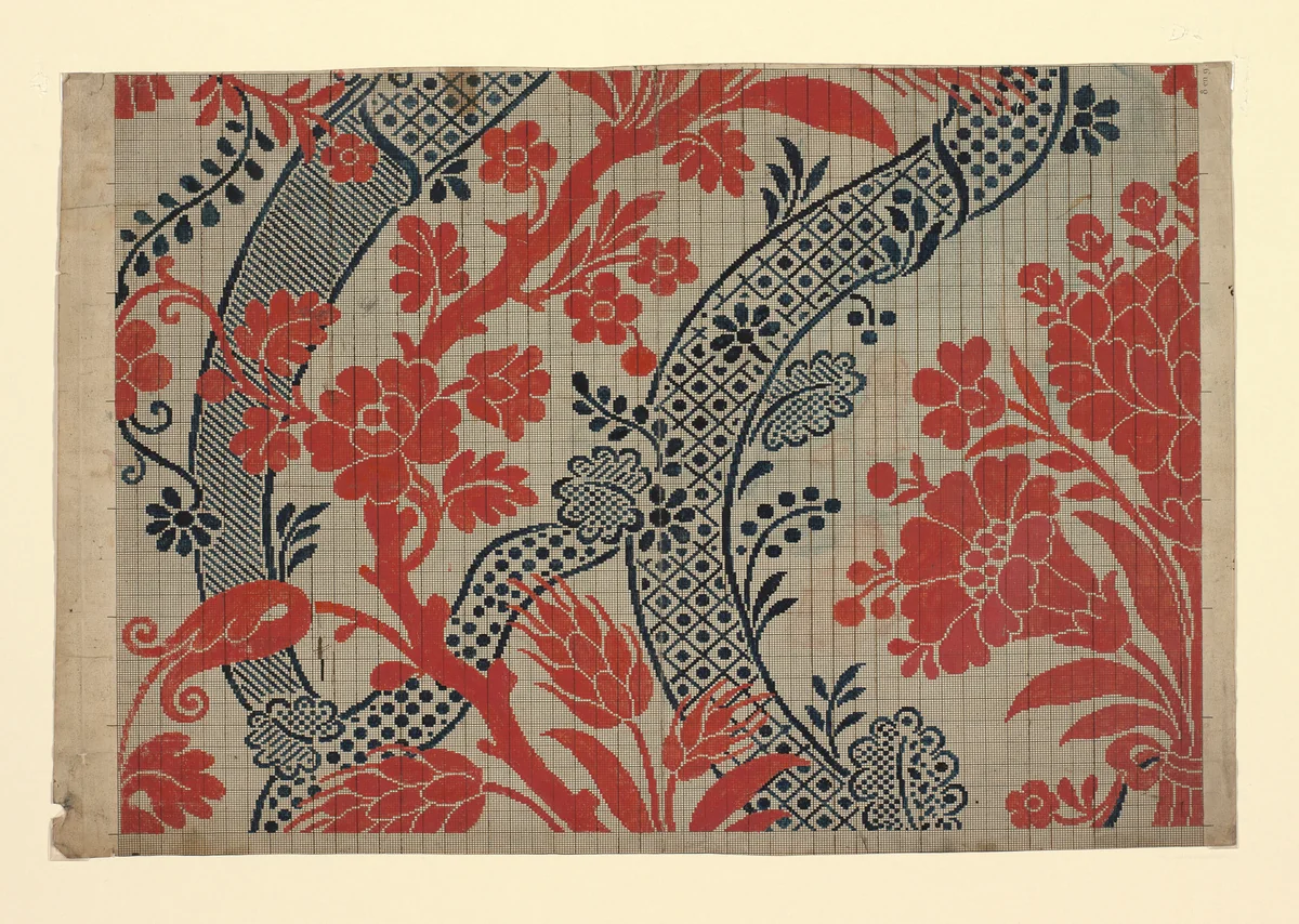 Mise-en-carte (Point-paper) by France, textile, 1775-1825