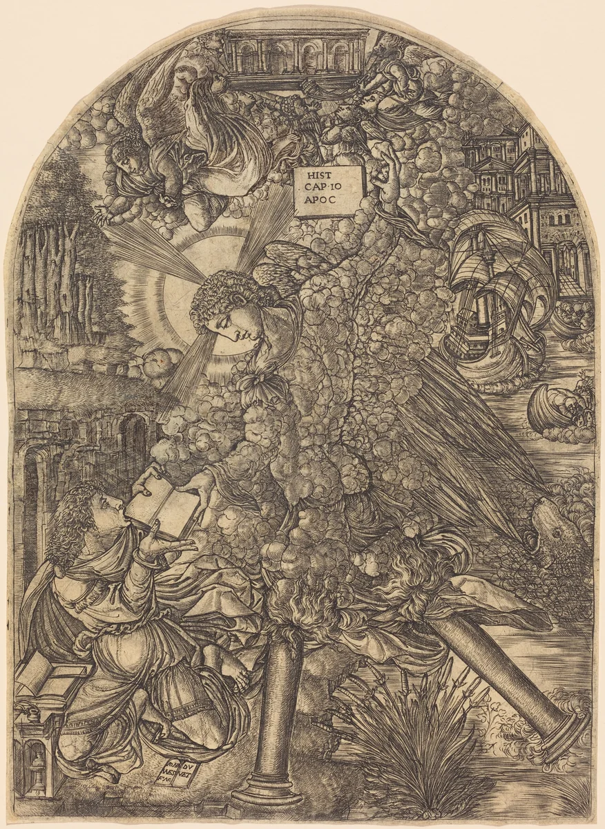 The Angel Gives Saint John the Book to Eat by Jean Duvet, print, 1552-1556
