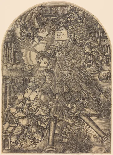 The Angel Gives Saint John the Book to Eat by Jean Duvet, print, 1552-1556