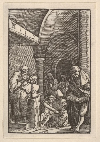 The Dispute in the Temple, from "The Fall and Salvation of Mankind Through the Life and Passion of Christ" by Albrecht Altdorfer, print, 1508-1518