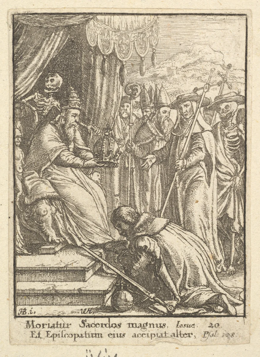 The Pope, from the Dance of Death by Wenceslaus Hollar, print, 1651-1800