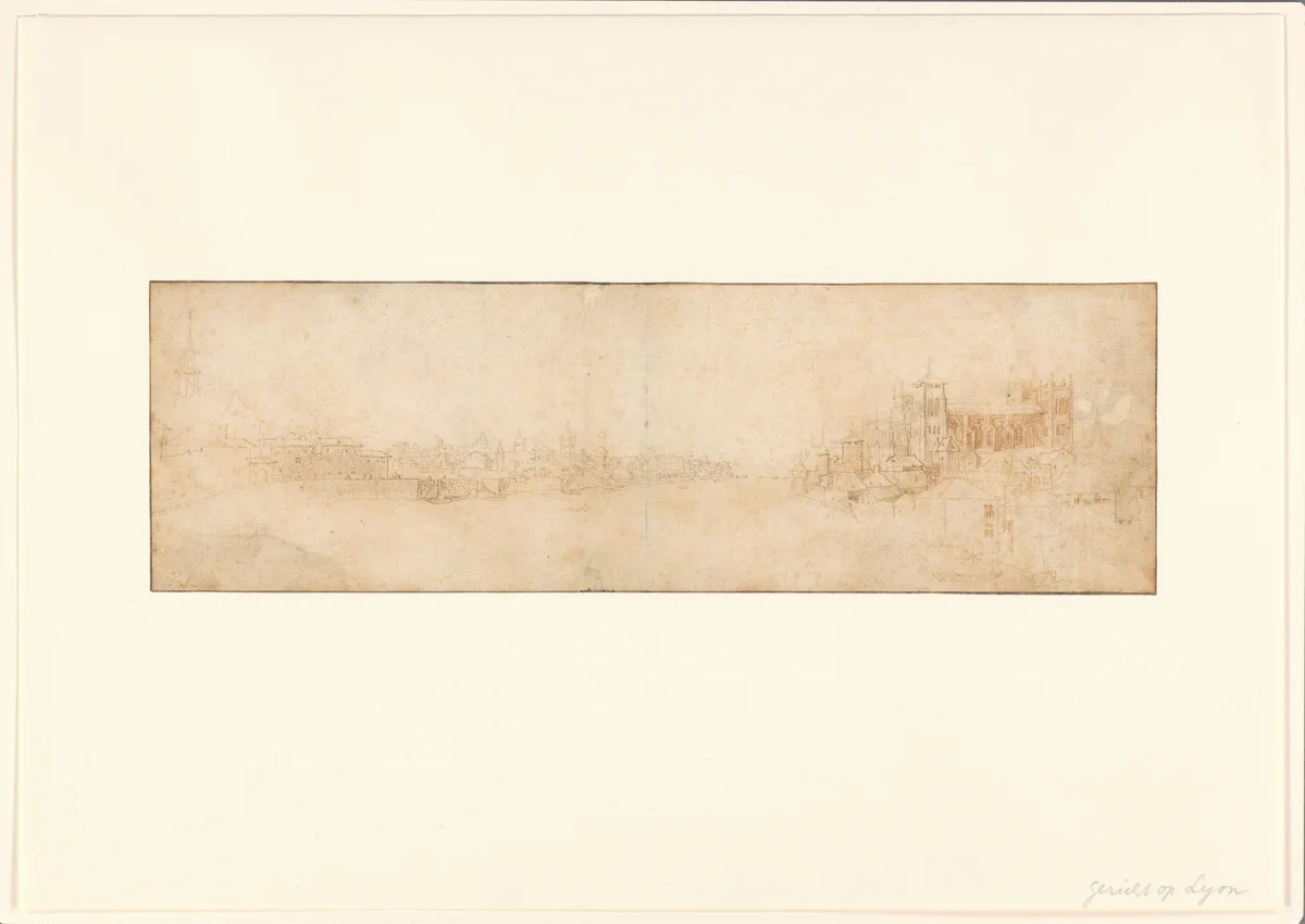 Gezicht op Lyon by anonymous, drawing, 1550-1560