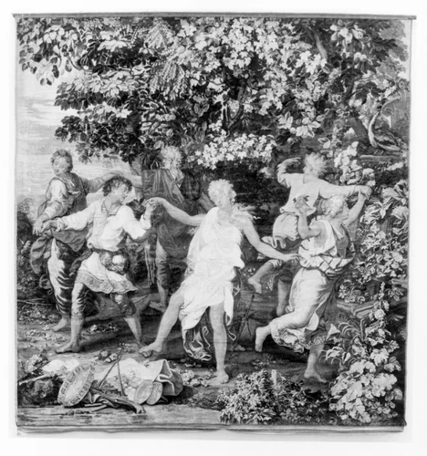 Shepherds and Shepherdesses Dancing from a set of Mythological Subjects after Giulio Romano by Giulio Romano, textile, 1684-1692